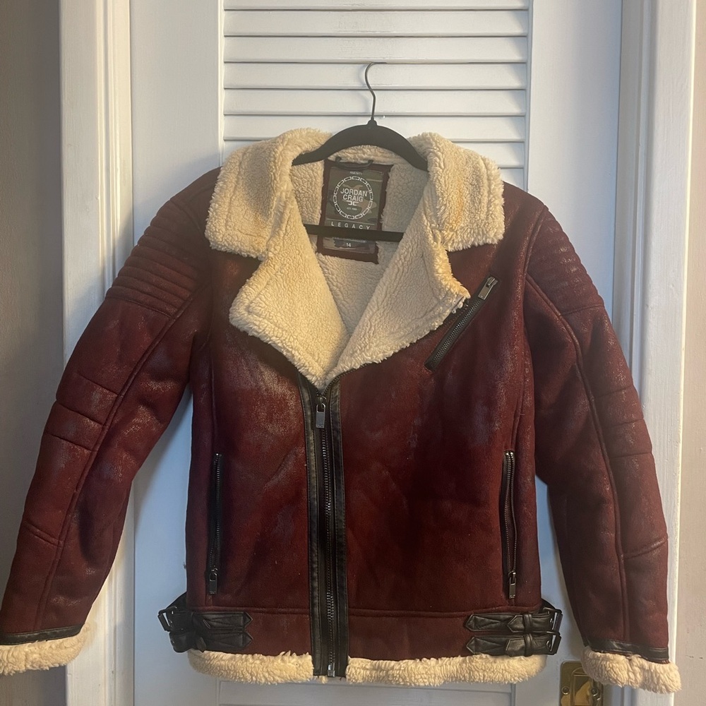 Jordan Craig Legacy Edition Shearling Coat Jacket in Wine